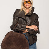 Veste Biker en Similicuir à Col Montant PACKS