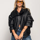 Veste Biker en Similicuir à Col Montant PACKS